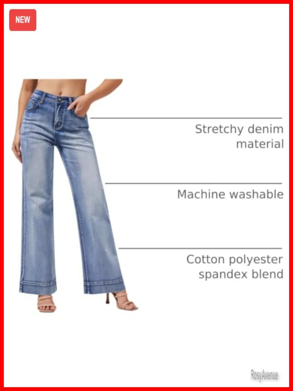 High Waisted Wide Leg Jeans with Stretch - Baggy Loose Fit Denim Pants